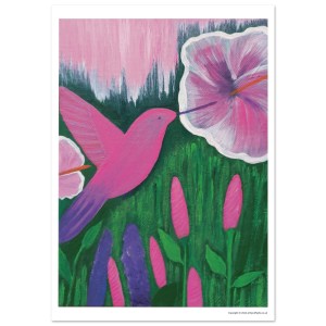 Pink Hummingbird | A4 Fine Art Poster 21x29.7 cm / 8x12"