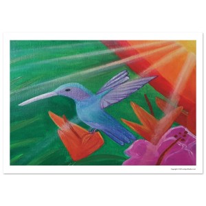 Hummingbird and Birds of Paradise | A4 Fine Art Poster 21x29.7 cm / 8x12"