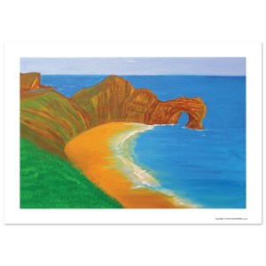 Durdle Door Green Grass | A4 Fine Art Poster 21x29.7 cm / 8x12"
