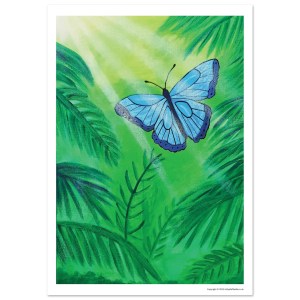 Blue Morpho Butterfly | A4 Fine Art Poster 21x29.7 cm / 8x12 "