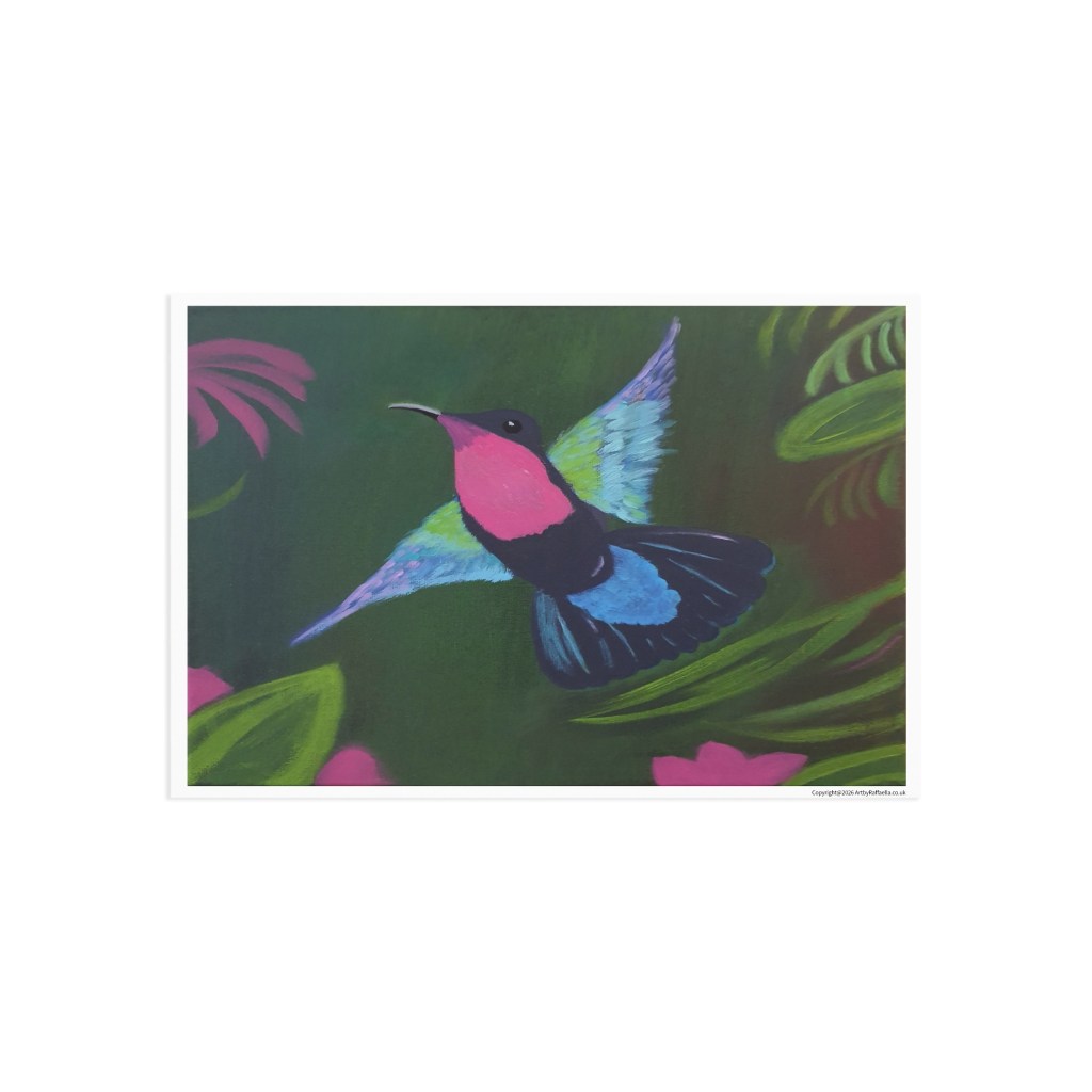 Purple-Throated Carib Hummingbird | A6 Fine Art Postcard